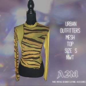 UO Mesh Mock Neck Top Size S NWT